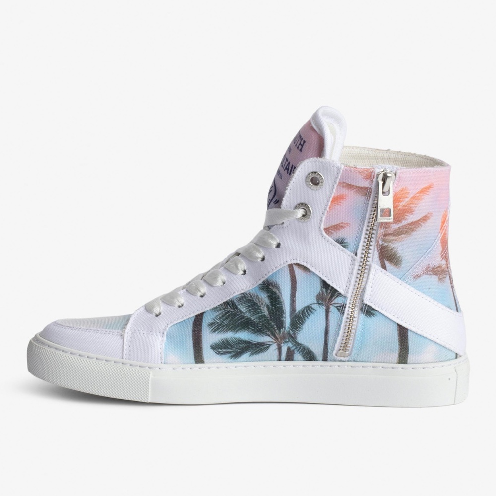 NIB | Zadig & Voltaire | 🌴 Women's High Flash Palm Tree Print High Top Sneakers - Picture 2 of 12